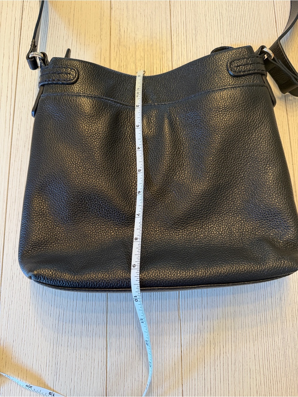 Brighton Black Leather Studded Crossbody Bag with Heart Charm - Picture 7 of 9